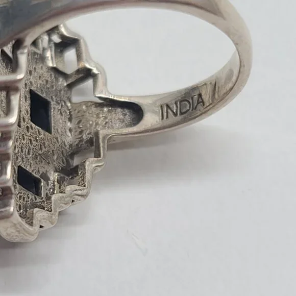 Nicky Butler sterling 925 lapis lazuli moonstone geometric ring purple enamel, 7 - Picture 5 of 10